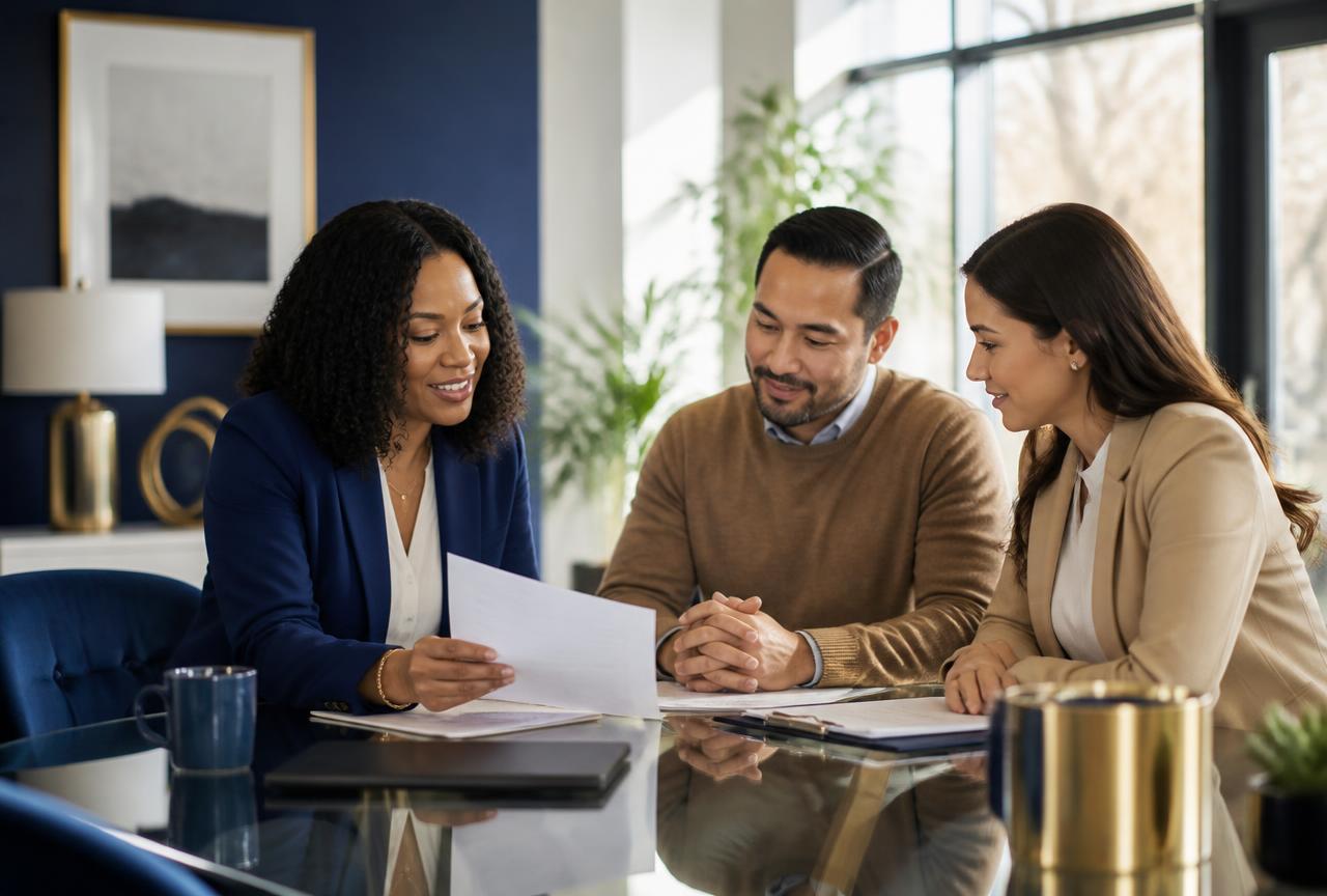 Modern Wealth Insurance Group team collaborating in a bright office